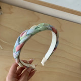 Daiiibabyyy  Girl's Scrunchies Korean Version Rainbow Pearl Large Hair Band Sweet Style Hair Tie Pleated Twisted Hair Band Bow Cute Hair Clip