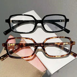 Daiiibabyyy  Women Vintage Small Square Frame Glasses Y2K Retro Harajuku Leopard Eyeglasses Reading Spectacle Blue Light Blocking Eyewears