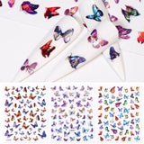 Daiiibabyyy New Holographic Butterfly Stickers Blue Nail Sticker Decals Self-adhesive Design Stickers Ins Style Manicure Nail Art Decoration