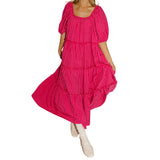 Daiiibabyyy  Bohemian Style Floral Print Maxi Dress with Off-Shoulder Ruffle Sleeves and V-Neckline for Women Summer Beach Party