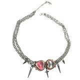 Daiiibabyyy  Y2K Jewelry Heart Table Rivet Cross Pendant Necklace for Women Punk GrungeRock Accessory Chain Necklace Goth Fashion Choker