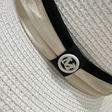 DAIIIBABYYY  -  Panama Fashion Retro White Black Top Hat Travel Straw Cap Sunshade Fedora Ribbon Classical Outdoor Hat