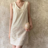 Daiiibabyyy  Celebrity small fragrant wind splicing sequined sleeveless dress women's summer  gentle wind slim small vest skirt