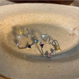 Daiiibabyyy  Hollow Out Heart-Shaped Zircon Ring Colorful Zircon Metal Simple Earrings Unique Ferris Wheel Design Women's Jewelry Earrings