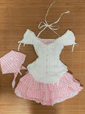 Daiiibabyyy  Summer Japanese Kawaii Lolita Sweet 2 Piece Sets Women Pink Y2k Cute Tops + Mini Skirt Korean Style Princess Sweet Chic Outfits