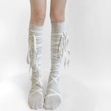 Daiiibabyyy  Punk Women Strap Calf Over Knee Socks Spicy Girl Y2k Subculture Elastic Ballet Socks Lolita Gothic Japanese JK Club Cosplay Sock