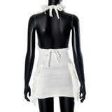 DAIIIBABYYY  -  Knitted Fringe Halter Dress Women Elegant Sexy Mini Dress Luxury Bodycon Sweater Dress Autumn Clothes Tassel Crochet Dress