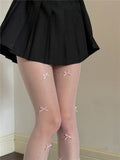 Daiiibabyyy  Bow Lolita Kawaii Tight Pantyhose Tights Women Rhinestone JK Sweet Girls Thigh High Stockings Pantyhose Diamond Shiny Cute Women