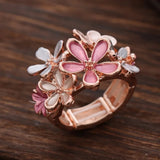 Daiiibabyyy  All-match Painting Oil Flower Ring Multicolor Petal Stretch Ring Zinc Alloy Classic Opening Ring Party