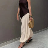 Daiiibabyyy  Loose Puff Trousers Women's See Through High Waist Patchwork Fashion Elegant Trousers Female Summer Office Lady Pants