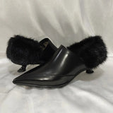 Daiiibabyyy  Fur Women Luxury Heeled Shoes Pointed Toe Fashion Dress Pumps Autumn Elegant New Boots Woman Sexy Designer Mujer Zapatillas
