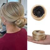 Daiiibabyyy  Synthetic Chignon Wig Hair Bun Extensions Retractable Bun Hairpiece Straight Donut Chignon Updo Hair for Women All Occasions Use