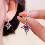Daiiibabyyy  Y2K Heart Planet Drop Earrings for Women Harajuku Fashion Punk Girl Crystal Stars Earring 2025 Korean Trendy Party Jewelry Gifts