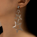 Daiiibabyyy  Retro Classic Black Enamel Star Drop Dangle Earrings for Women Cute Five-pointed Star Stainless Steel Hoop Earrings Jewelry Gift