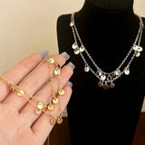 Daiiibabyyy  Silver Planchet Tassel Pendant Necklaces for Women Classic Geometric Fashion Jewelry Minimalist Accessories