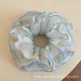 Daiiibabyyy  New Fresh Floral Multi Layered Large Intestine Hair Bands Sweet Female Hair Buns Hair Ties Low Ponytail Hair Ties Leather Bands