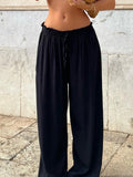 DAIIIBABYYY  -  Casual Solid Wide Leg Pants Basic Loose Mid-Waisted Straight Pants Women 2025 Spring Summer Fashion Streetwear Laides