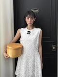 DAIIIBABYYY  -  Embroidered Hook Flower Lace Vest Dress Women Summer New Sweet Youthful Temperament Sleeveless Short Vestidos