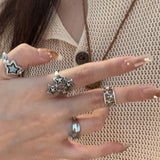 DAIIIBABYYY  -  2024 Gothic Unisex Star Ring Set Punk Grunge Cross Star Woman Man Jewelry Hip Hop Party Street Ring Accessories New Gift
