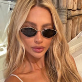 DAIIIBABYYY  -  Small Frame Polygonal Sunglasses for Women Fashion Cat Eye Metal Sun Glasses Woman Vintage Metal Shades Eyewear
