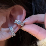 Daiiibabyyy  2Pcs/Set Shiny Water Drop Zircon Tassel Ear Clip Earrings for Women Exquisite Piercing Ear Cuff Earrings Wedding Jewelry Gift
