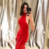 Daiiibabyyy  Women's Summer Dress Women's Tie Up Dress Solid Color Premium Open Back Tight Long Dress Beech Dress Party Dress