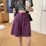 Daiiibabyyy  High Quality Cotton Casual Shorts Women Korean Wide Leg Straight Short Pans Women Summer Black  All Match Streetwear Bottoms New