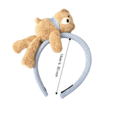 Daiiibabyyy  Pink Hair Clip Plush Bear Headband Lace Bow Soft Cartoon Animal Hair Claw Non-slip Texture Lightweight Hairband Washing Face