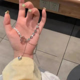 DAIIIBABYYY  -  Elegant White Imitation Love Splicing Pearl Choker Necklace Big Round Pearl Wedding Necklace for Women Charm Fashion Jewelry