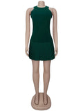 Daiiibabyyy  Stripe Slimming Sexy Chic Mini Dresses for Women Round Neck Sleeveless High Waist Temperament Dress Female Fashion Style