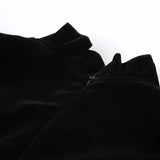 DAIIIBABYYY  -  Elegant Black Velvet Dress Retro 2000s Ruched Patchwork Short Sleeve Party Dresses for Women Japanese y2k Ladies Outfits