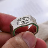 Daiiibabyyy New Arrival Elegant Letter Rings Women Carving Green Stripe Design Retro Thai Silver Finger Ring Party Jewelry Gifts