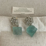 Daiiibabyyy  Handmade Irregular Green Natural Stone Metal Beads Strand Hanging Dangle Earrings for Women Mujer Party Holiday Jewelry