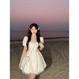 DAIIIBABYYY  -  Kawaii White Mini Dress Women Fairy Party Puff Short Sleeve Ball Gown Dresses Summer Korean Cute Bodycon A Line Vestidos