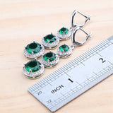 Daiiibabyyy 925 Silver Bridal Jewelry Sets For Women Green Zircon Earrings Rings Pendant Wedding Necklace Set