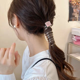 DAIIIBABYYY  -  Y2k Heart Design Ponytail Elastic Hair Bands Rubber Hair Ties Bundle Scrunchies Telephone Wire Hair Accessories Women Headband