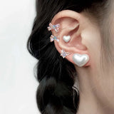 DAIIIBABYYY  -  1PC Bow-knot Helix Piercing Cartilage Earring Stainless Steel Colorful Acrylic Heart Ear Stud Tragus 16G Gauge Body Jewelry