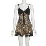 DAIIIBABYYY  -  Leopard Ruffle Lace Dress Lady Party Mini Evening Elegant Dresses  Women Winter Fall Clothes Luxury Sexy Bodycon Dresses