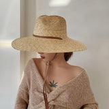 DAIIIBABYYY  -  Belt Strap Straw Sun Hat For Women Fashion Vacation Beach UV Hats Summer Wide Brim Travel Panama Hats Outdoor Wholesale