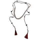 Daiiibabyyy  Braided rope tassel transparent contrast bead necklace