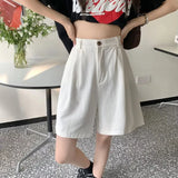Daiiibabyyy  High Quality Cotton Casual Shorts Women Korean Wide Leg Straight Short Pans Women Summer Black  All Match Streetwear Bottoms New