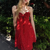 Daiiibabyyy  Vintage Hotsweet Broken Flowers Slip Dresses Summer A-Line Female Clothing Vacation Style Folds Fashion Drawstring Mini Dress