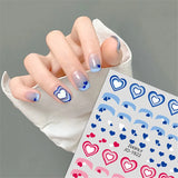 Daiiibabyyy New 3D Gradient Love Heart Nail Stickers French Red Blue White Green DIY Nail Art Self-Adhesive Decals Nail Art Decoration