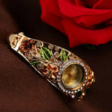 Daiiibabyyy  Rich In Flowers Vintage Watch Rhinestone Bracelet Round Dial Quartz Watch Crystal Jewelry Versatile Design