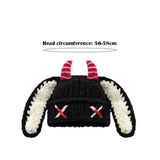Daiiibabyyy  Trendy Versatile Knitted Beanies Thickened Warm Pullover Hat Y2K Ear Protection Little Devil Hat Autumn Winter Season