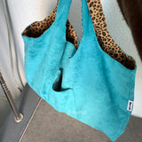 Daiiibabyyy  Double-Sided Wear Suede Shoulder Bag Leopard Print Canvas Tote Casual Unisex Square Bag Open Top Shoulder Bag for Commuting