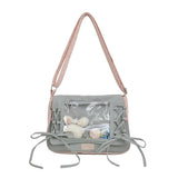 Daiiibabyyy  Dot Print Crossbady Bag Flap Transparent Sac Femme New Lace-up Bow Bolso Sqaure Bolsos De Mujer Underarm  Bags for Woman