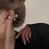 Daiiibabyyy  Exquisite Bowknot Clip Earrings for Women Fashion Irregular Metal Bow Earring No Ear Hole Ear Cuff Punk Fashion Jewelry Gift