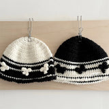 Daiiibabyyy  Winter Crochet Knitted Ear Protection Hats For Children Warm Beanies Caps Outdoor Ski Balaclava Bib EarCaps Child Skullies Hats