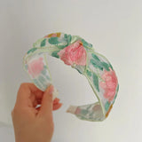 Daiiibabyyy  Vintage Flower Chiffon Embroidery Headband For Women Elegant Ethnic Lace Wide Headband Hair Hoop Hair Accessories Wholesale